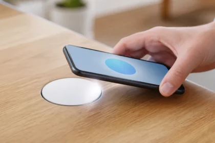 Akıllı telefonunu markasız bir NFC etiketine yaklaştırarak temassız bağlantı kuran kullanıcı